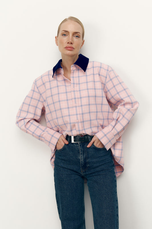 Сорочка TAYLOR в клітинку з акцентним коміром