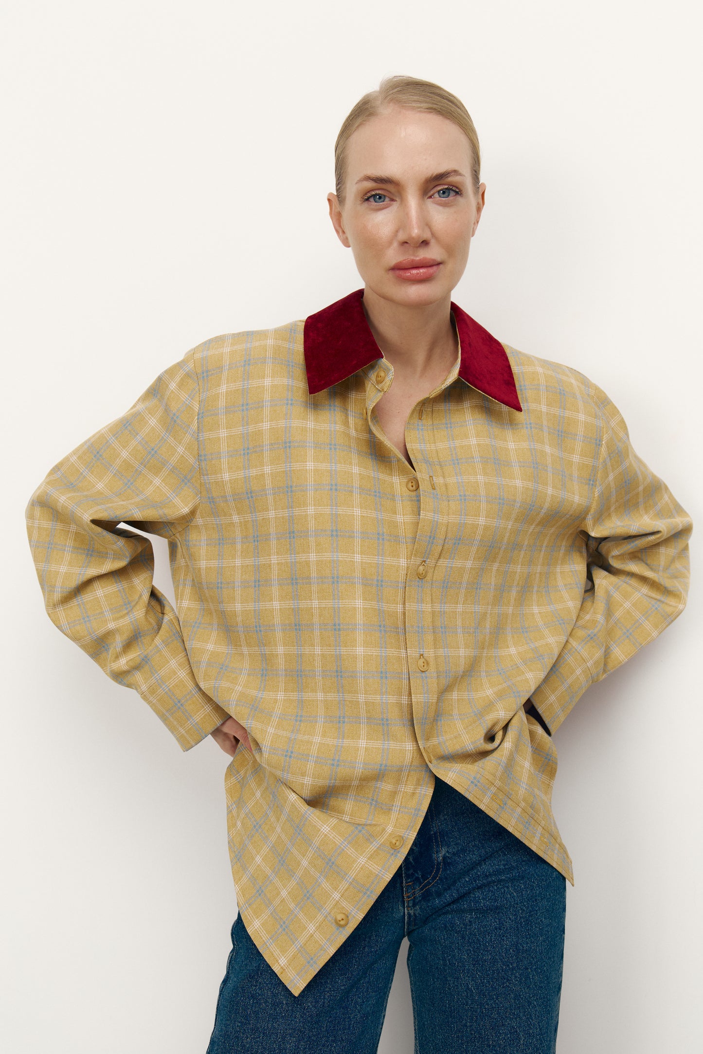 Сорочка TAYLOR в клітинку з акцентним коміром