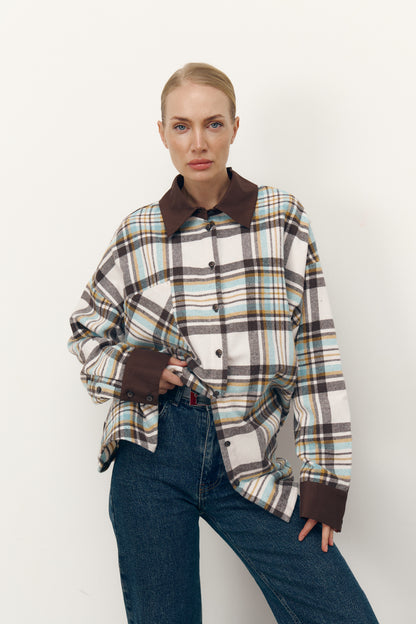 Сорочка TAYLOR в клітинку з акцентним коміром