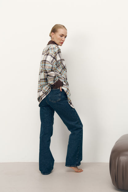 Сорочка TAYLOR в клітинку з акцентним коміром