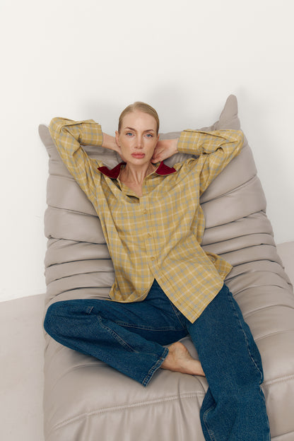 Сорочка TAYLOR в клітинку з акцентним коміром