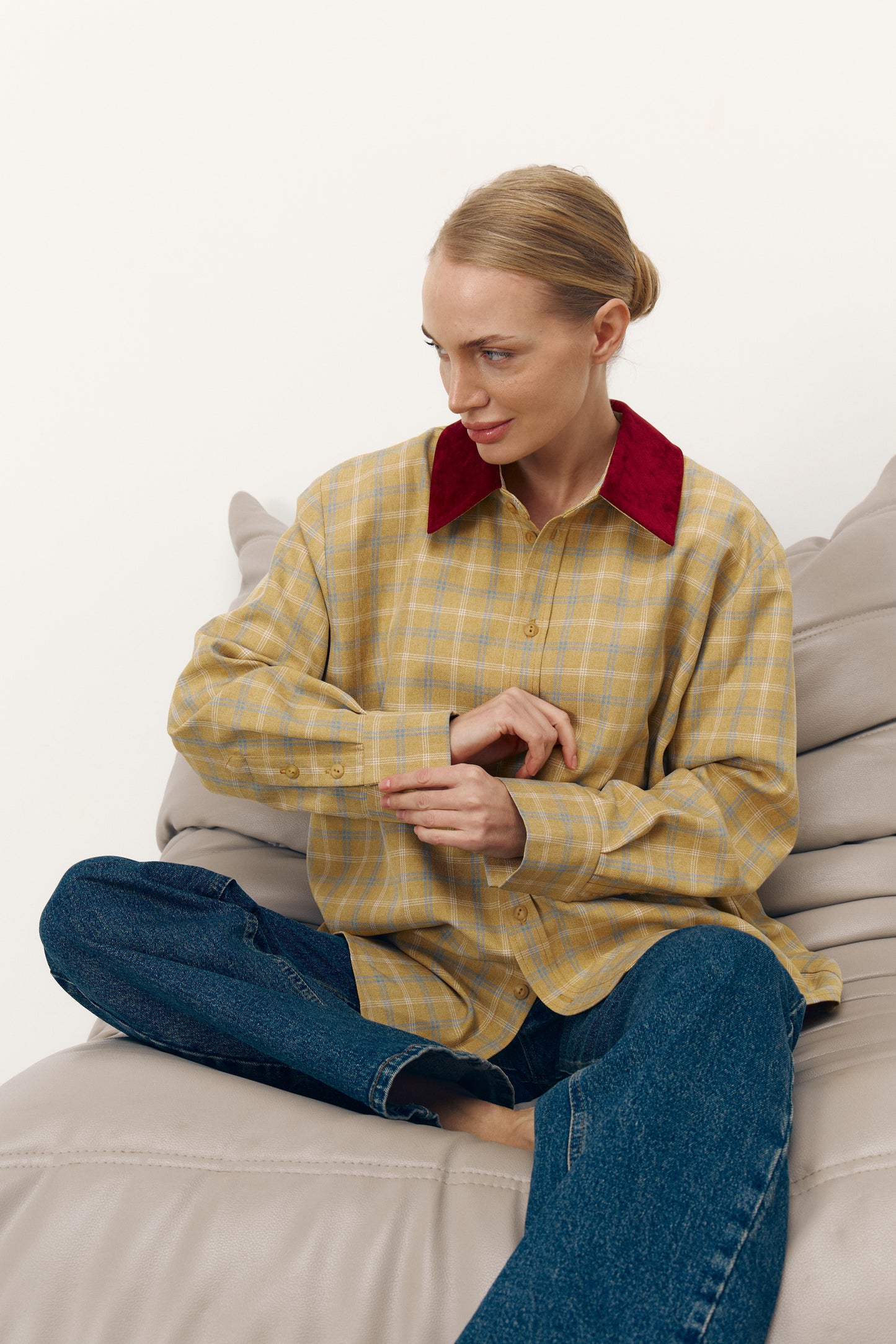 Сорочка TAYLOR в клітинку з акцентним коміром