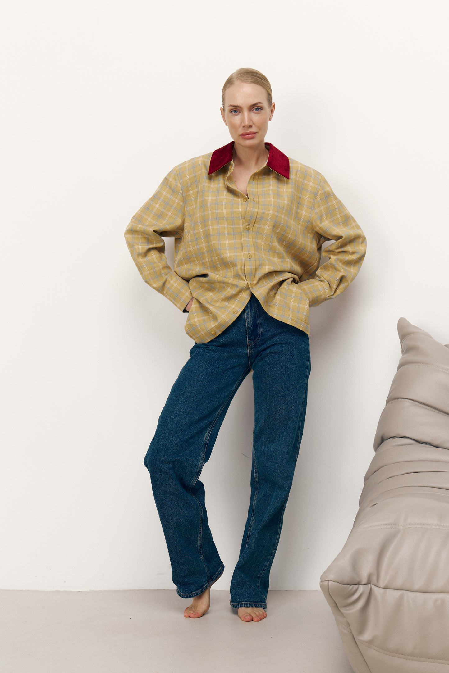 Сорочка TAYLOR в клітинку з акцентним коміром