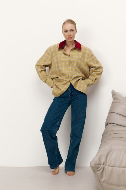 Сорочка TAYLOR в клітинку з акцентним коміром