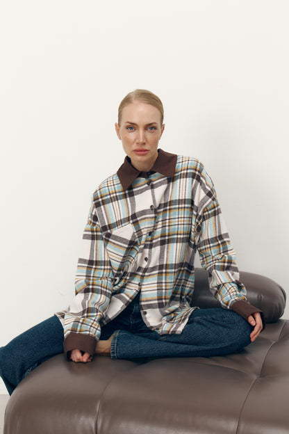 Сорочка TAYLOR в клітинку з акцентним коміром